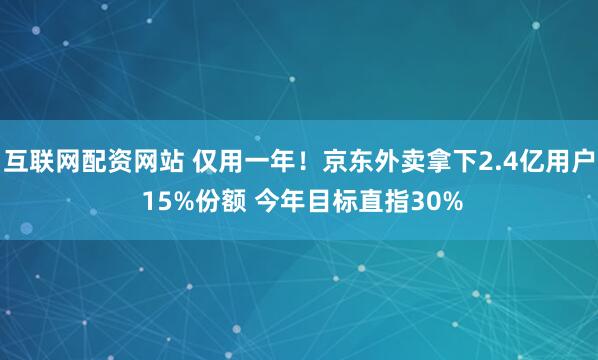 互联网配资网站 仅用一年！京东外卖拿下2.4亿用户 15%份额 今年目标直指30%